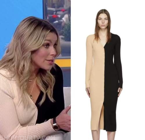 Jenny taft, beige and black color block sweater dress, fox and friends