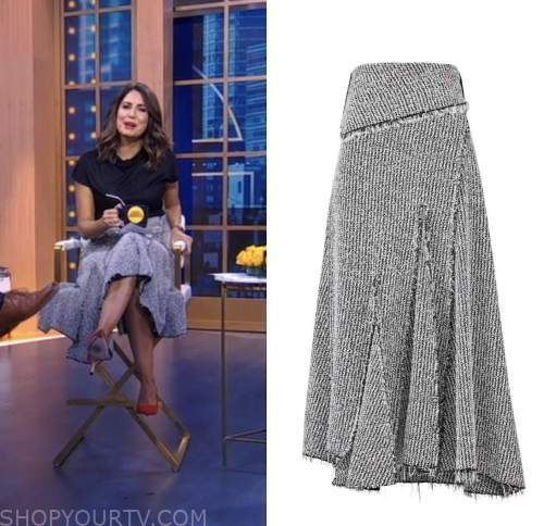good morning america, Cecilia Vega, grey tweed skirt
