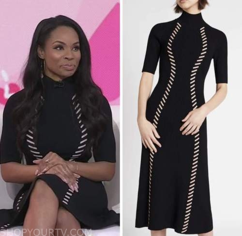 The Today Show: October 2022 Devyn Simone's Black Lace-Up Knit Midi ...