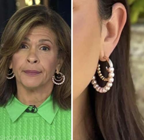 the today show, hoda kotb, pink pearl hoop earrings