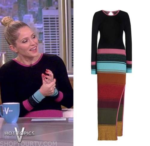 The View: October 2022 Sara Haines's Striped Knit Sweater Midi Dress ...