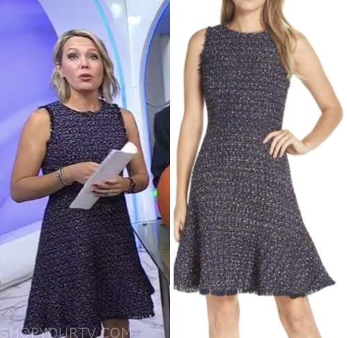 The Today Show: October 2022 Dylan Dreyer's Purple Tweed Flare Dress ...