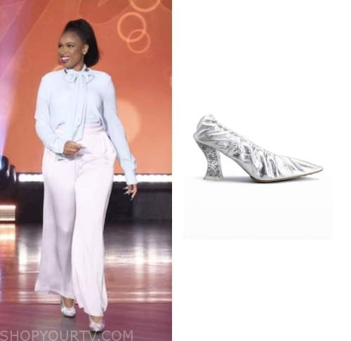 jennifer hudson, the jennifer hudson show, silver ruched heels