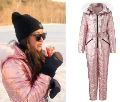 Winter House: Season 2 Episode 1 Rachel's Pink Metallic Ski Suit | Shop ...