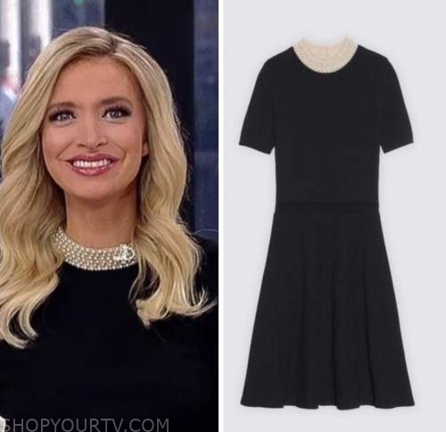 kayleigh mcenany, outnumbered, black knit pearl trim dress
