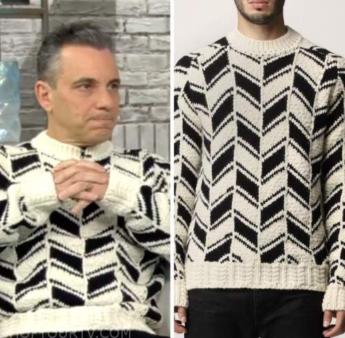 Sebastian Maniscalco, cbs mornings, ivory chevron sweater