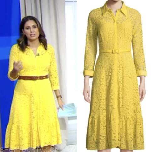 good morning america, yellow lace shirt dress, cecilia vega