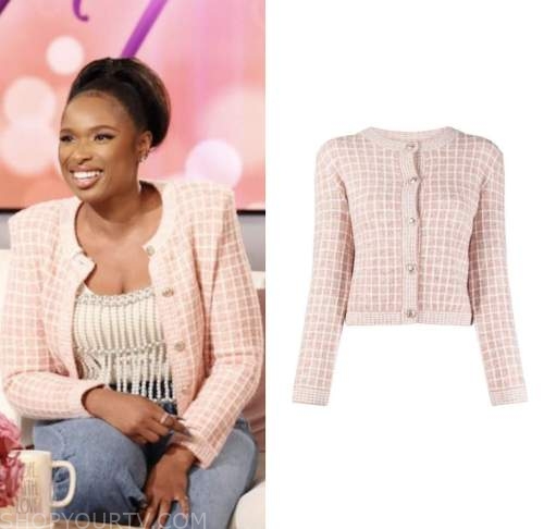 jennifer hudson, the jennifer hudson show, pink check cardigan sweater