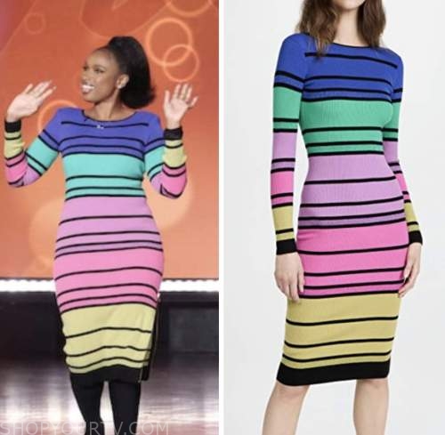 jennifer hudson, the jennifer hudson show, multicolor striped knit dress