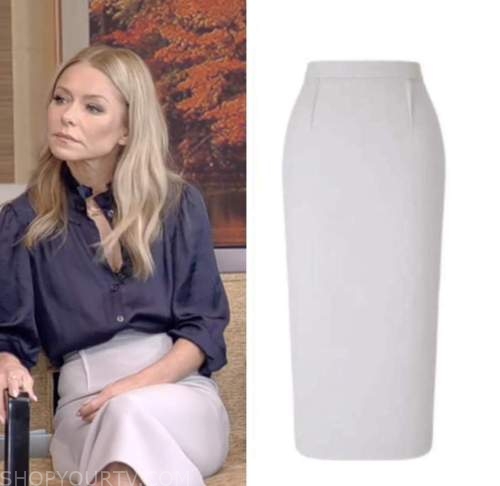 Live with Kelly and Ryan: November 2022 Kelly Ripa's Grey Pencil Skirt ...