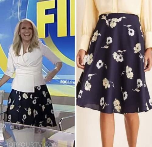 janice dean, fox and friends, navy blue floral skirt