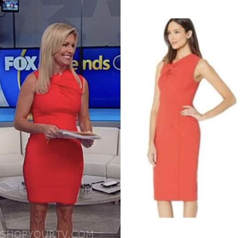 fox and friends, red twist knot dress, ainsley earhardt