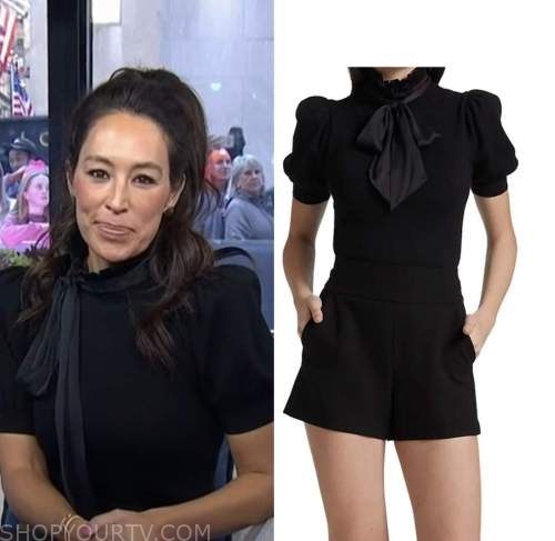 joanna gaines, the today show, black tie neck sweater top, hoda and jenna