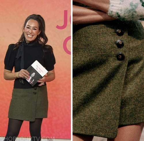 joanna gaines, hoda and jenna, khaki green wrap skirt, the today show