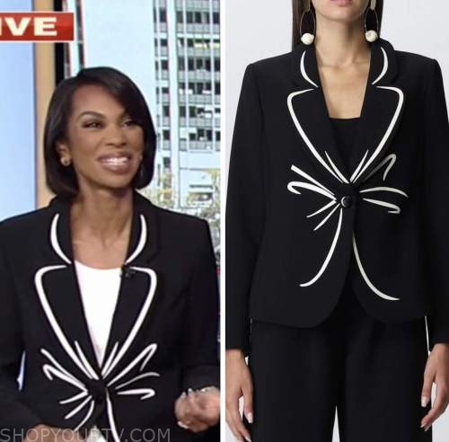 harris faulkner, black and white contrast trim blazer, outnumbered