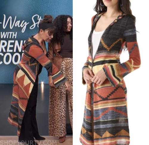 brenda cooper, access daily, orange printed cardigan sweater