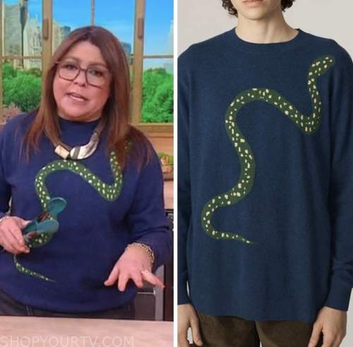 rachael ray, the rachael ray show, blue and green snake sweater