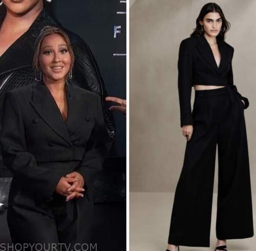 Adrienne Bailon-Houghton, E! news, black blazer and pant suit