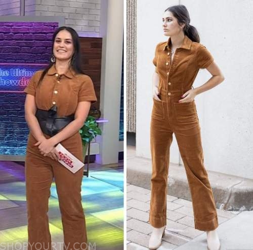 the today show, hoda and jenna, donna farizan, brown corduroy jumpsuit
