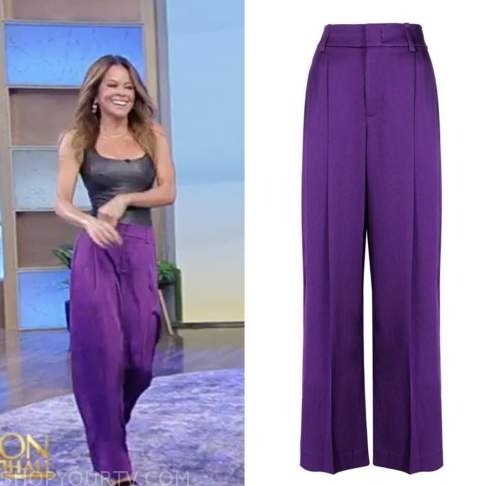 brooke burke, tamron hall show, purple satin pants