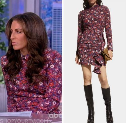 The View: November 2022 Alyssa Farah Griffin's Red Floral Mock Neck ...