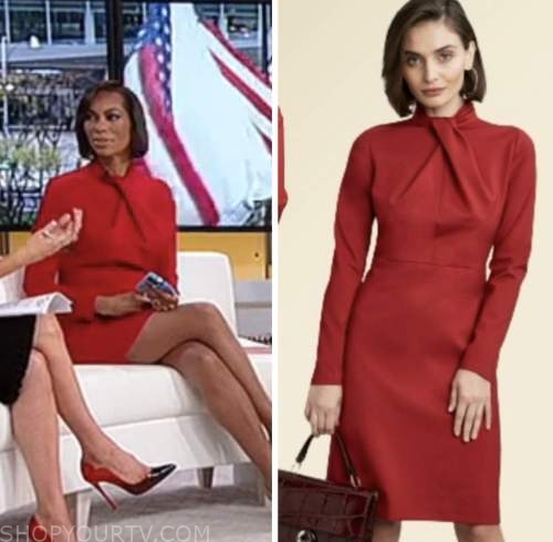 harris faulkner, red twist neck dress, outnumbered