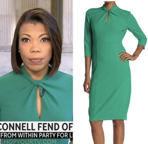 nikole killion, cbs mornings, green twist neck dress