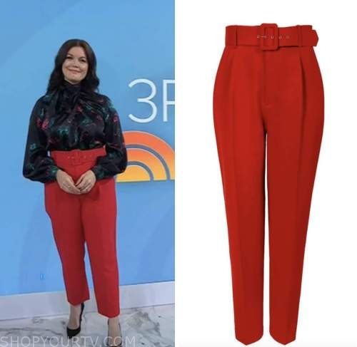 the today show, red belted pants, bellamy young
