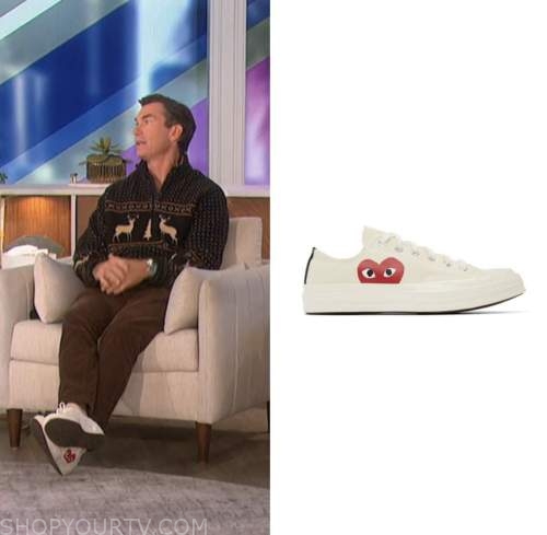 the talk, beige heart sneakers, jerry o'connell