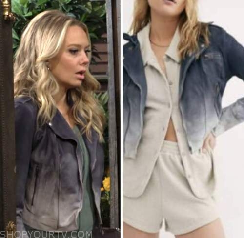 abby newman, melissa ordway, the young and the restless, blue ombre jacket