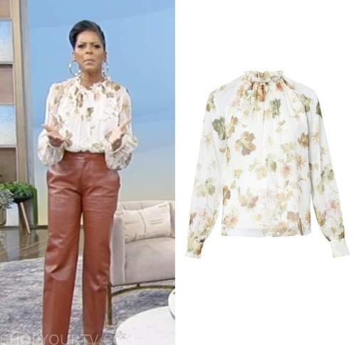 tamron hall, tamron hall show, white floral blouse
