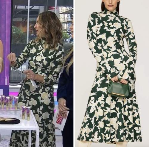andrea lavinthal, the today show, hoda and jenna, green floral turtleneck midi dress