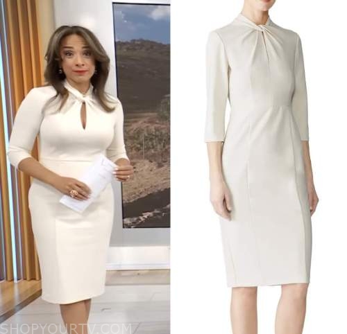 cbs mornings, white twist sheath dress, michelle miller