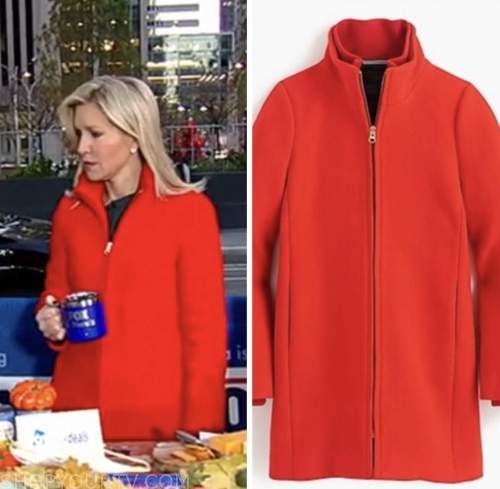 Fox and Friends: November 2022 Ainsley Earhardt's Red Zip-Front Coat ...