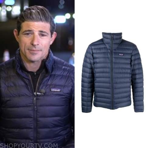 good morning america, matt gutman, blue quilted down jacket
