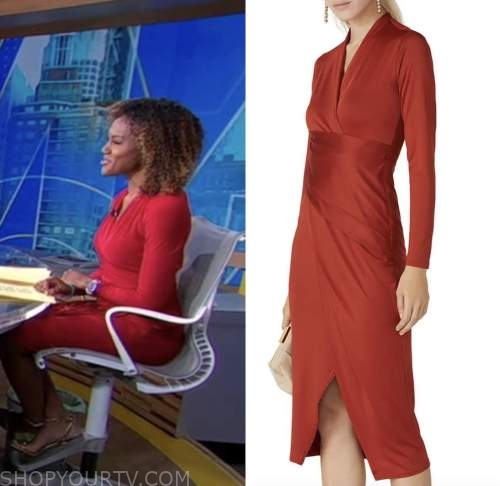 janai norman, good morning america, red wrap dress