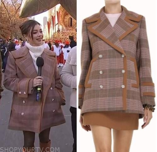 sarah hyland, the today show, pink check coat