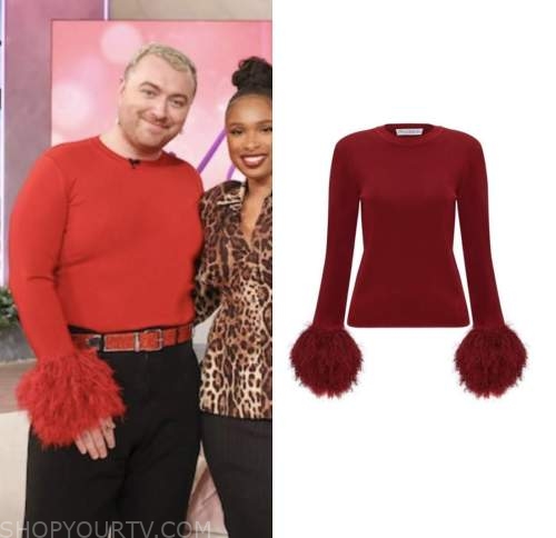 sam smith, red feather top, the jennifer hudson show