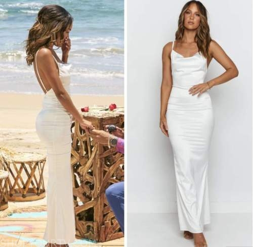 bachelor in paradise, white satin dress, serene russell