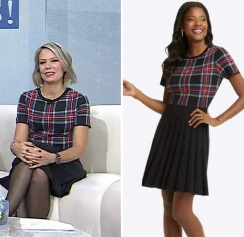 the today show, dylan dreyer, red plaid knit dress