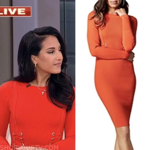 emily compagno, red lace up knit dress, outnumbered