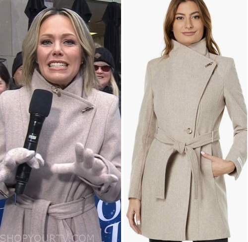 The Today Show: November 2022 Dylan Dreyer's Beige Toggle Wrap Coat ...