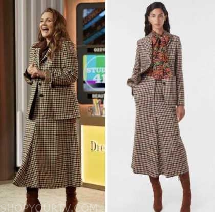 Drew Barrymore Show: November 2022 Drew Barrymore's Check Wool Jacket ...