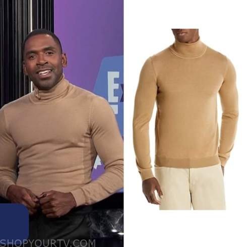 E! news, justin sylvester, camel beige turtleneck