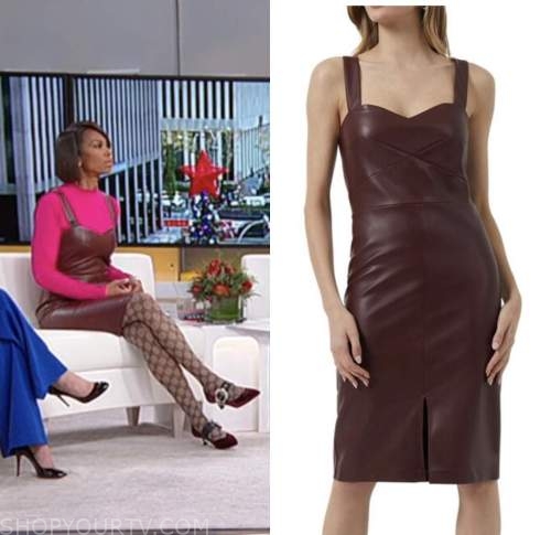 outnumbered, harris faulkner, brown leather dress