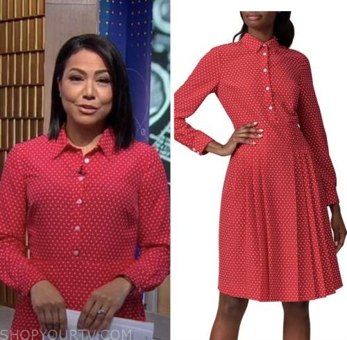 good morning america, red polka dot dress, stephanie ramos