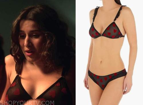 Elite: Season 6 Episode 2 Black/Red Mesh Heart Print Bra