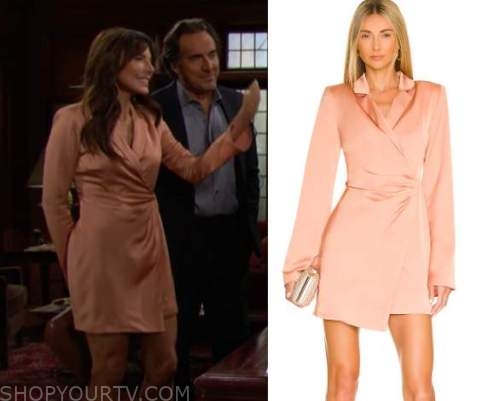 Bold and the Beautiful: November 2022 Taylor's Coral Satin Wrap Dress ...