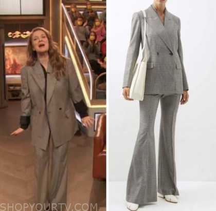 Drew Barrymore Show: November 2022 Drew Barrymore's Grey Plaid Blazer ...