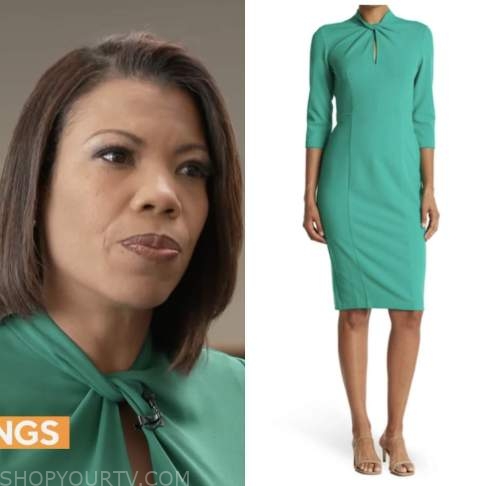 nikole killion, cbs mornings, green twist neck dress